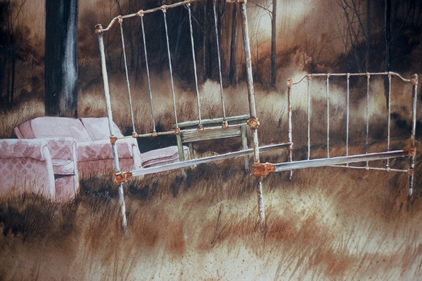 DEE'S BED watercolor landscape by Thomas A Needham