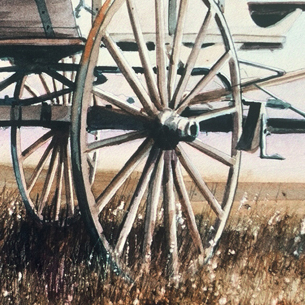 Detail of RANGE BUGGY watercolor landscape by Thomas A Needham