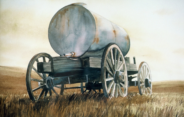 WATER WAGON, landscape watercolor by Thomas A Needham