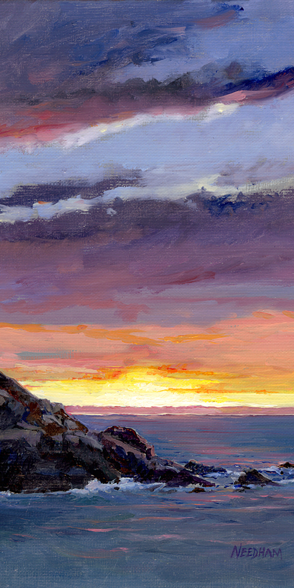 Detail of DAWN BREAKING Lighthouse oilcolor by Thomas A Needham