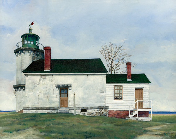 STONINGTON Harbor Lighthouse oilcolor by Thomas A Needham