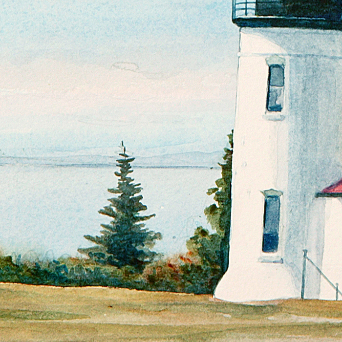 Detail of Admiralty Head Lighthouse watercolor by Thomas A Needham