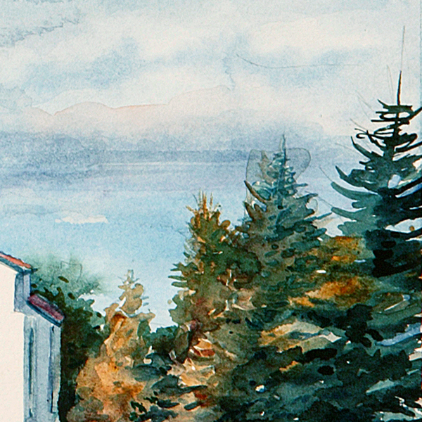 Detail of Admiralty Head Lighthouse watercolor by Thomas A Needham