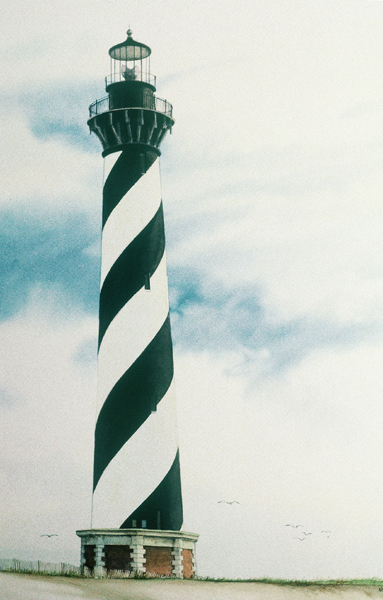 Cape Hatteras Lighthouse watercolor by Thomas A Needham