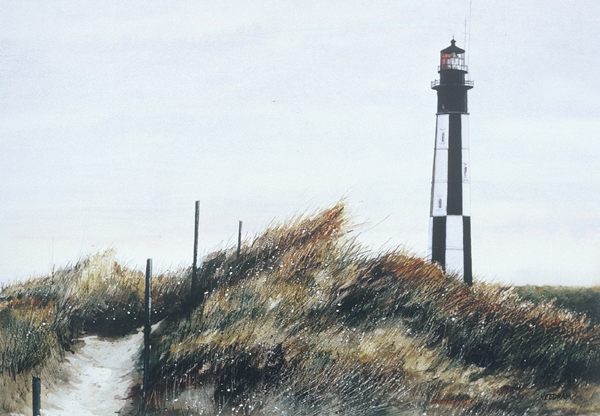 Cape Henry Lighthouse watercolor by Thomas A Needham