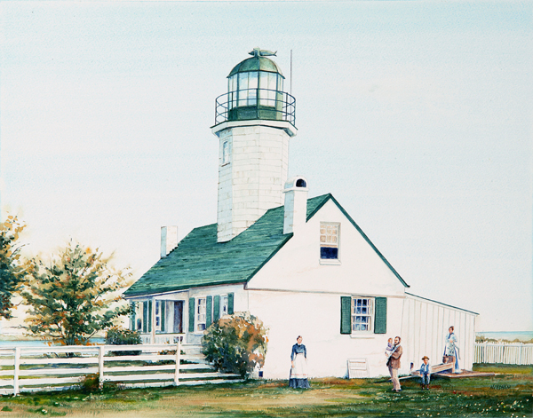 Greenbury Point Lighthouse watercolor by Thomas A Needham