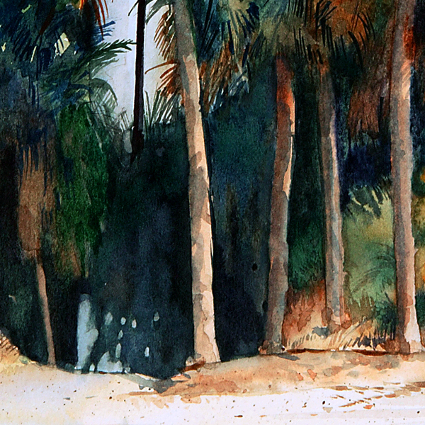 Detail of Hunting Island Lighthouse watercolor by Thomas A Needham