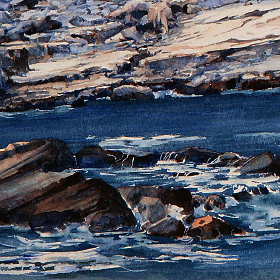 Detail of Portland Head Lighthouse Watercolor by Thomas A Needham