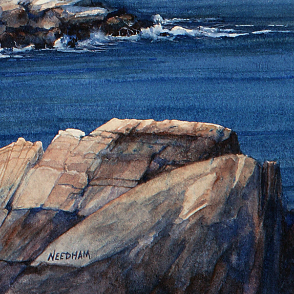 Detail of Portland Head Lighthouse Watercolor by Thomas A Needham