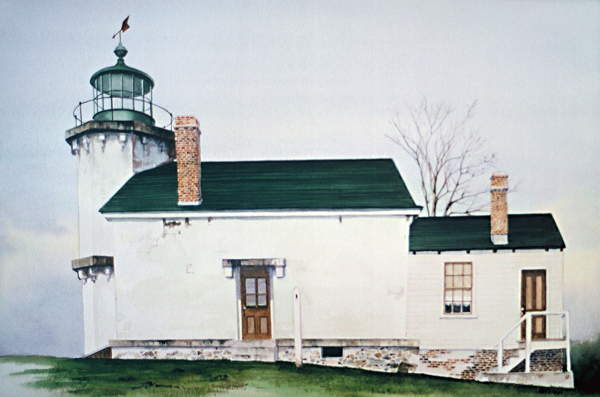 Stonington Harbor Lighthouse watercolor by Thomas A Needham