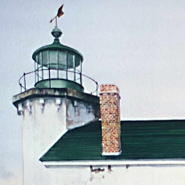 Detail of Stonington Harbor Lighthouse watercolor by Thomas A Needham