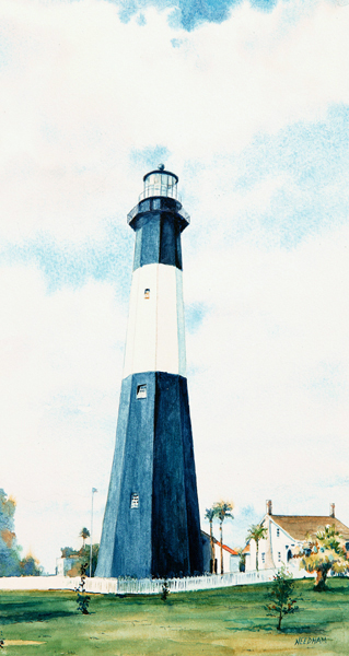 Tybee Island Lighthouse watercolor by Thomas A Needham