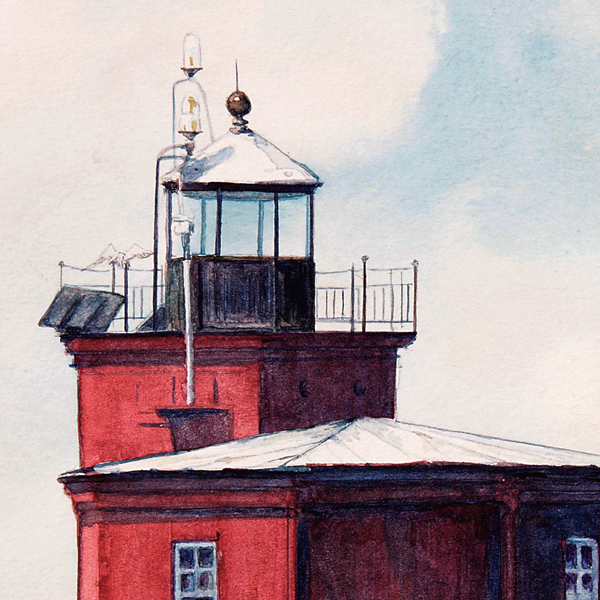 Detail of Wolf Trap Light watercolor by Thomas A Needham
