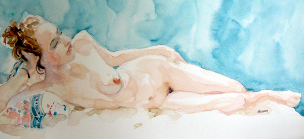ANDREA, watercolor nude portrait painting by Thomas A Needham