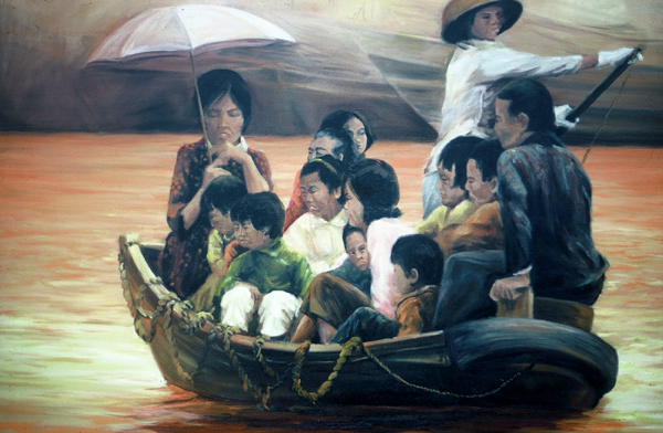 BOAT PEOPLE, Oil Painting by Thomas A Needham