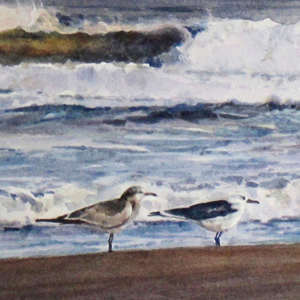 Carolina Surf detail, seascape watercolor painting by Thomas A Needham