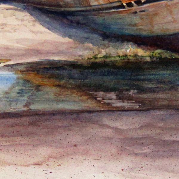 GROUNDED, seascape watercolor painting by Thomas A Needham