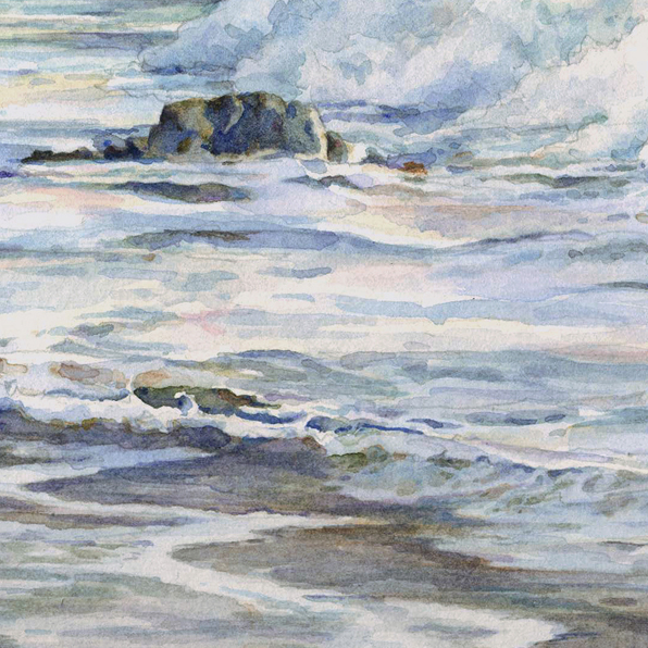 AFTERNOON WASH, detail of seascape watercolor by Thomas A Needham
