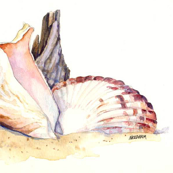 Seashore 149, seascape watercolor by Thomas A Needham