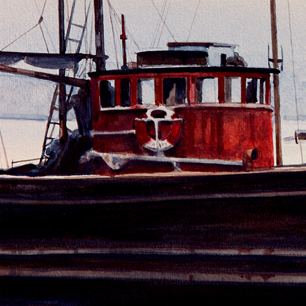 Detail of MORNING CALM watercolor seascape by Thomas A Needham