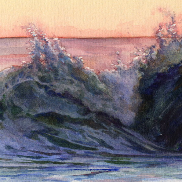 Sea At Dusk, seascape watercolor by Thomas A Needham