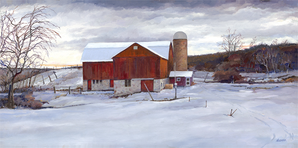 LATE FEBRUARY oil landscape by Thomas A Needham