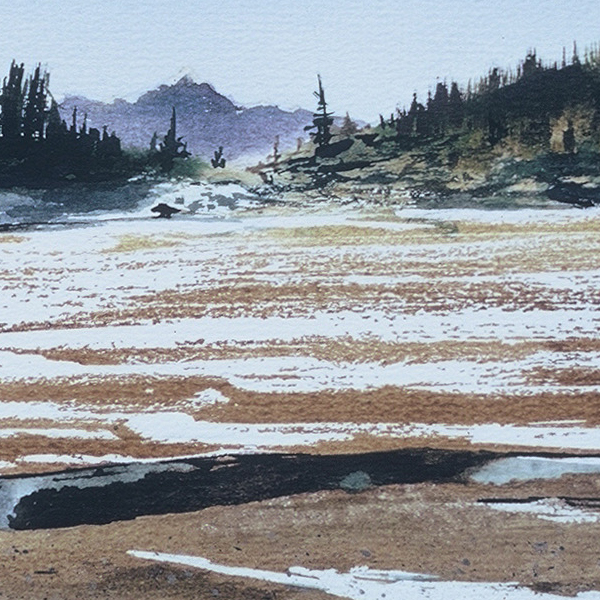 Detail of HIGH COUNTRY watercolor landscape by Thomas A Needham