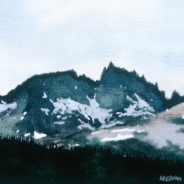 Detail of HIGH SIERRAS watercolor landscape by Thomas A Needham
