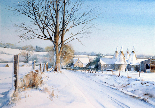 ENGLISH SNOW, watercolor by Thomas A Needham