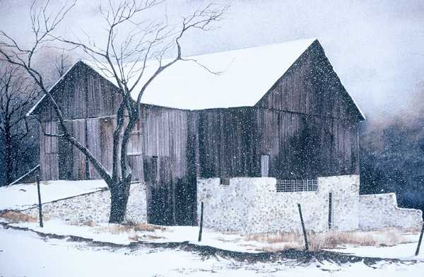 NEW SNOW, landscape watercolor by Thomas A Needham
