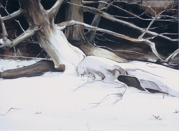NOVEMBER, snowscape watercolor by Thomas A Needham