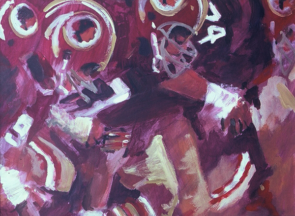 CHARGE, acrylic sports painting by Thomas A Needham