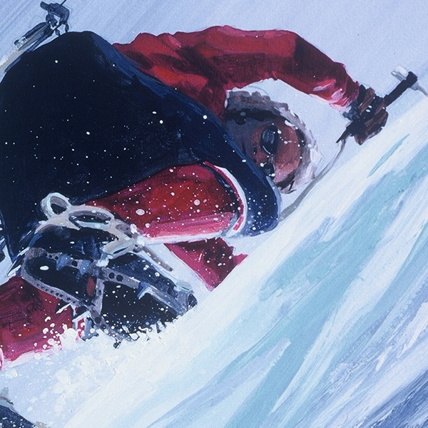 Detail of ICE KING, acrylic sports painting by Thomas A Needham
