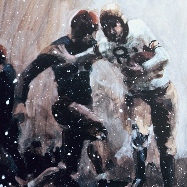 Detail of THE WAY IT WAS, acrylic sports painting by Thomas A Needham