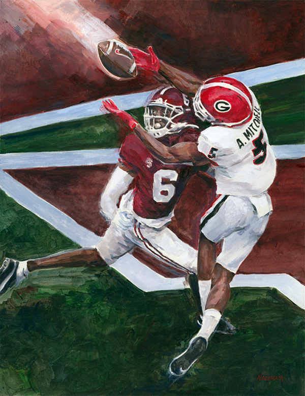 Touchdown Dawgs, acrylic sports painting by Thomas A Needham