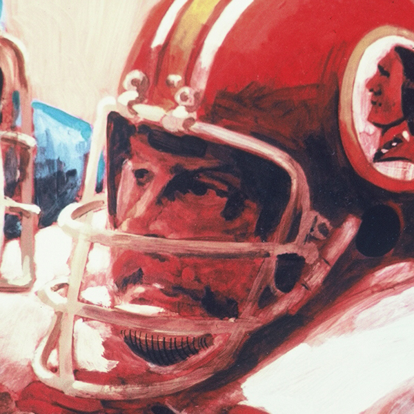 Detail of TRENCH WARFARE, acrylic sports painting by Thomas A Needham