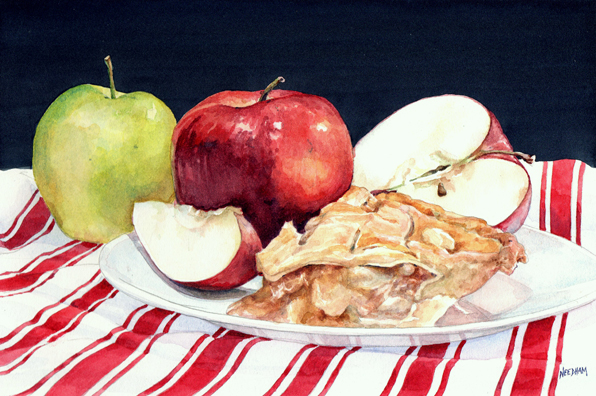 Apple Pie Watercolor Still Life by Thomas Needham